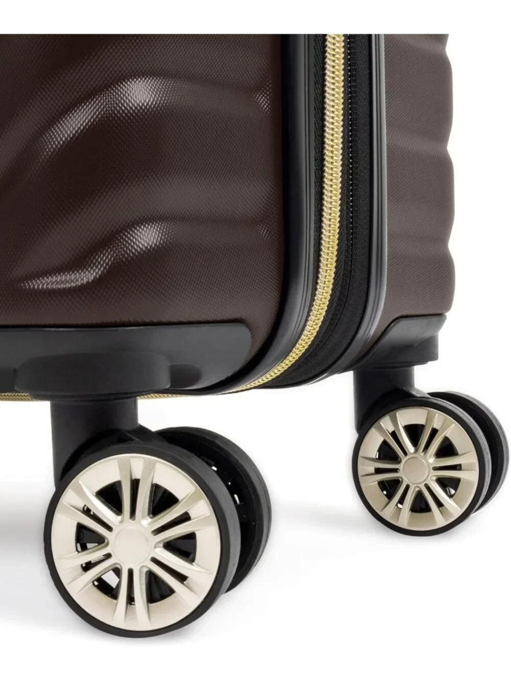 Lightweight Expandable Hardside Spinner Luggage, Chevron Design, 20-Inch, Brown